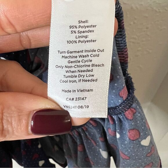 Talbots Heart Print A-Line Jersey Sheath Dress Long Sleeve Navy Blue Size 6 - Picture 9 of 9